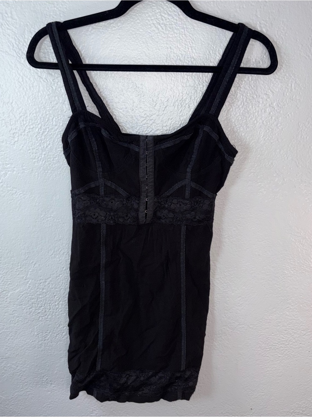 Free People Black Lace-Trim Mini Dress - Women Intimates